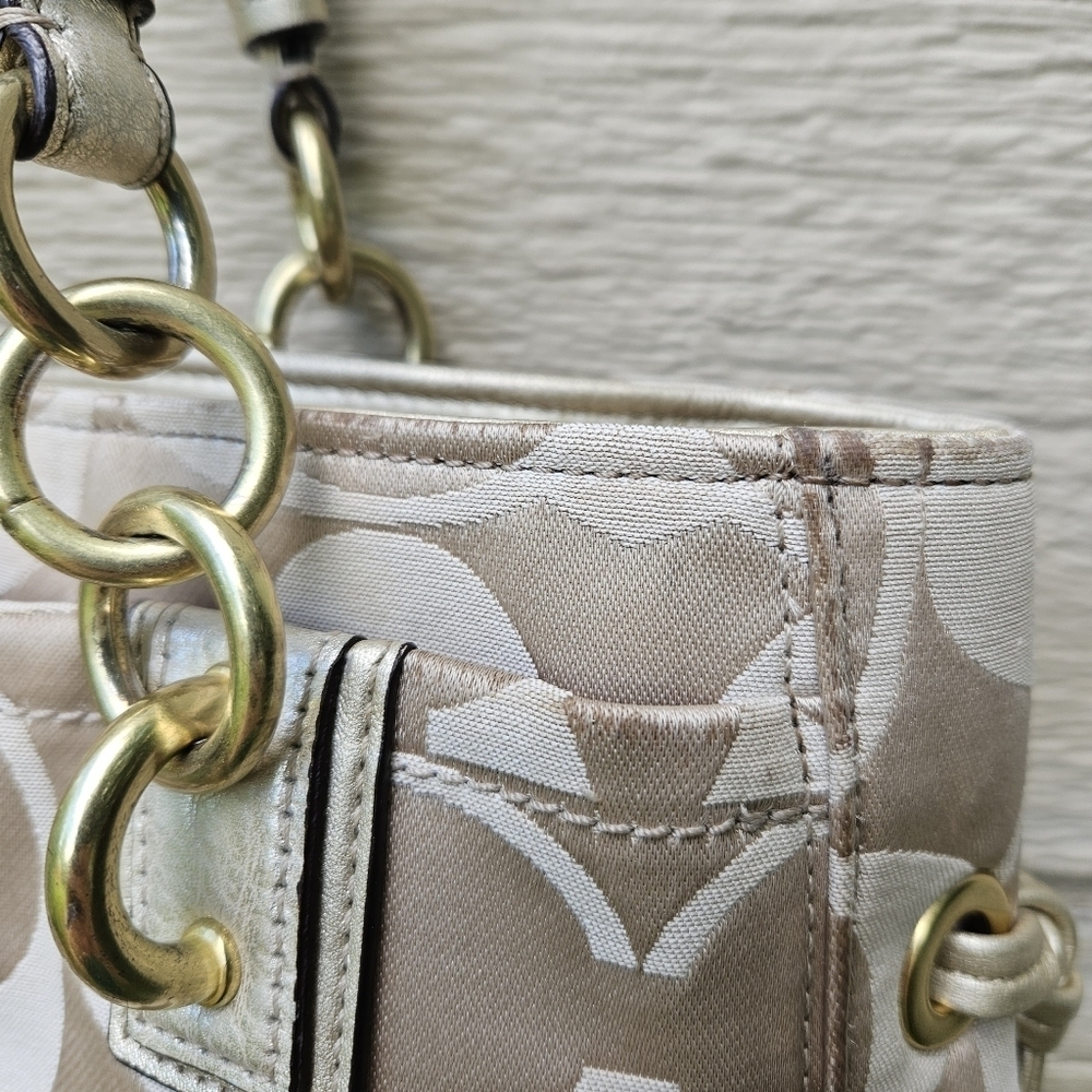 Coach Colette Signature C canvas bag tan gold - Picture 3 of 14